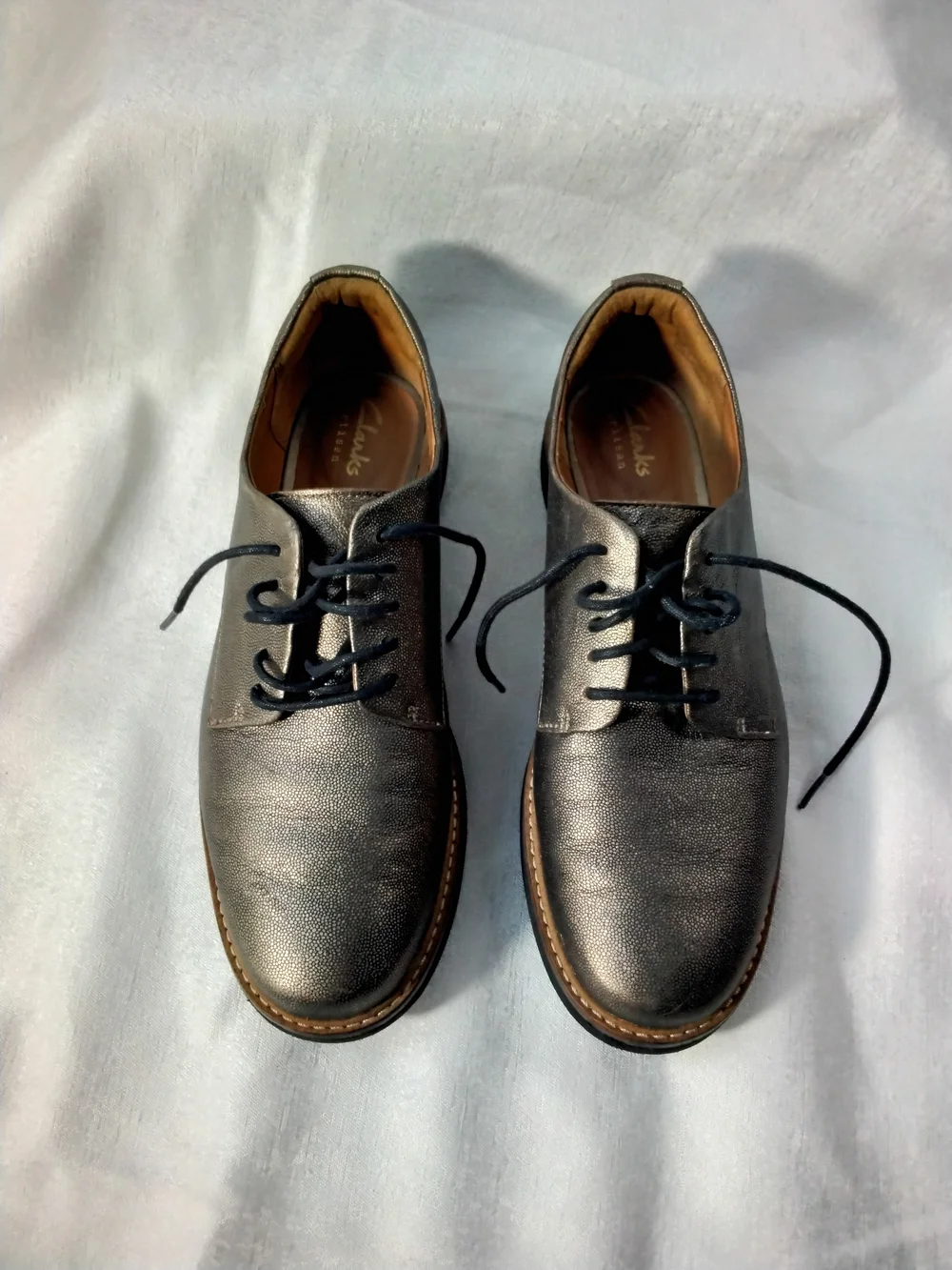 Clarks Boy Black Leather Derby Shoes